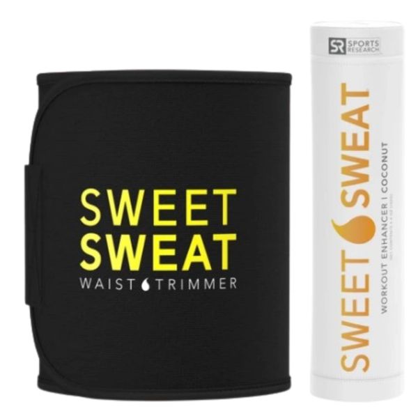 OFFICIAL +Sweet Sweat 6.4oz stick bundle Sweet Sweat Waist Trimmer Yellow Logo 