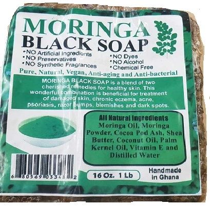 RAW BLACK SOAP-MORINGA 1 LB