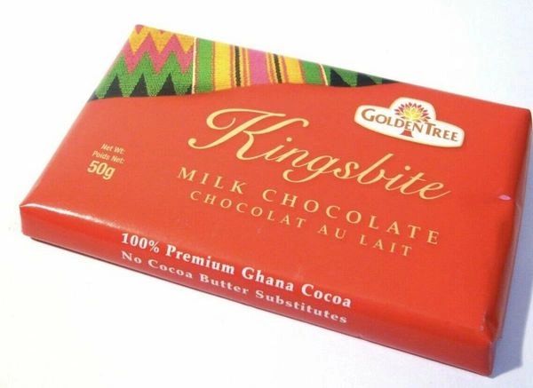 One BOX of Kingsbite Golden Tree Milk Chocolate From Ghana 50g (10 BARS)