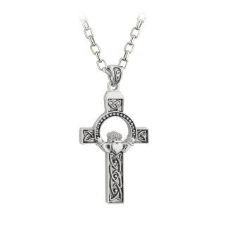 Necklace - Celtic Cross with Claddagh - Solvar #S46018