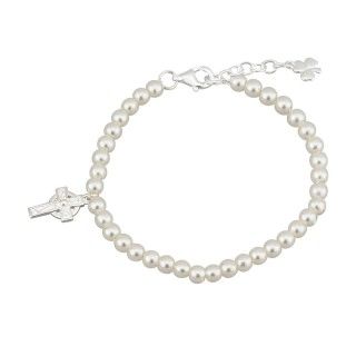 Bracelet - Child - Celtic Cross with Synthetic Pearls - Solvar #S5676