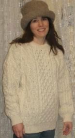 Sweater - Fisherman Knit - Wool - Crew Neck - Men's or Ladies - Natural White