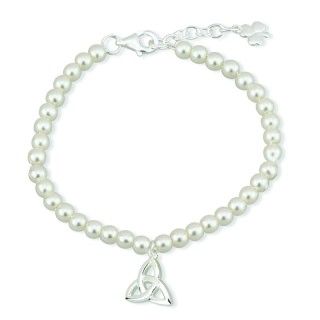 Bracelet - Child's - Trinity Knot - Silver Plated with synthetic Pearls - Solvar #S5675