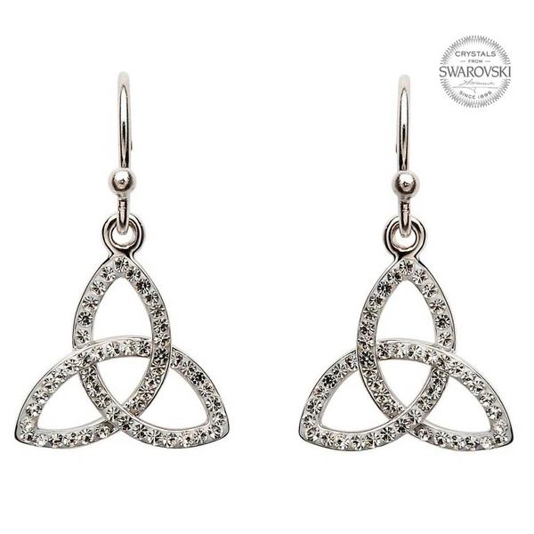 Earrings - Trinity - Drop - White Swarovski Crystals - Sterling - Shanore SW7