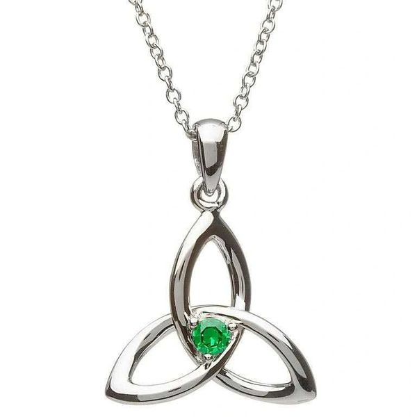 Necklace - Pendant - Trinity with Green CZ - Sterling - Shanore SP2053GR