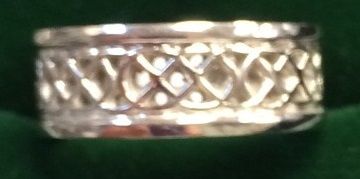Ring - Celtic wedding Band - 14ct White Gold - size 6