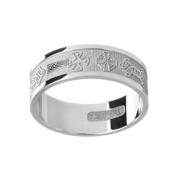 Ring - Band - Celtic Cross - Silver - Boru WED265