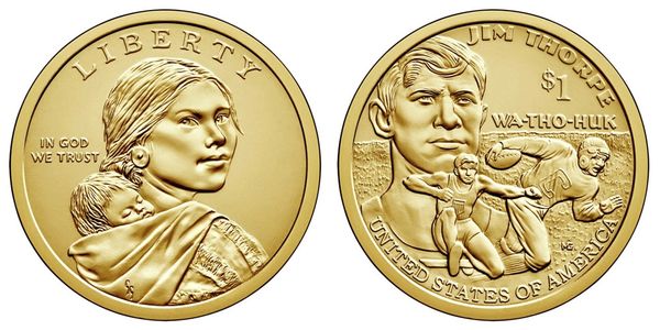 2018 American Dollar : Jim Thorpe - Wa-Tho-Huk Native American Dollars
