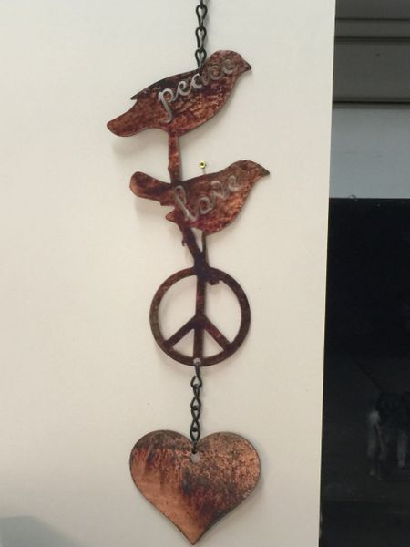Peace and love hanging birds