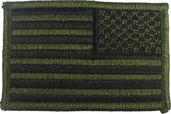 American Flag Patch Velcro Od Green and Black Reverse