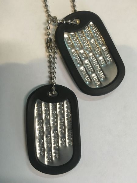 MILITARY CUSTOM DOG TAGS WITH CHAIN & SILENCERS