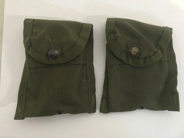 Lot of 2 U.S Military Issue First Aid / Compass Pouch Alice Clip