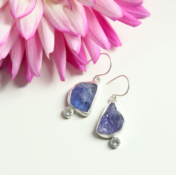 Perfectly Imperfect Rough Tanzanite Earrings