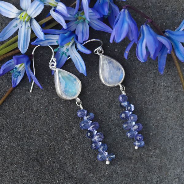 Moonstone and Tanzanite earrings