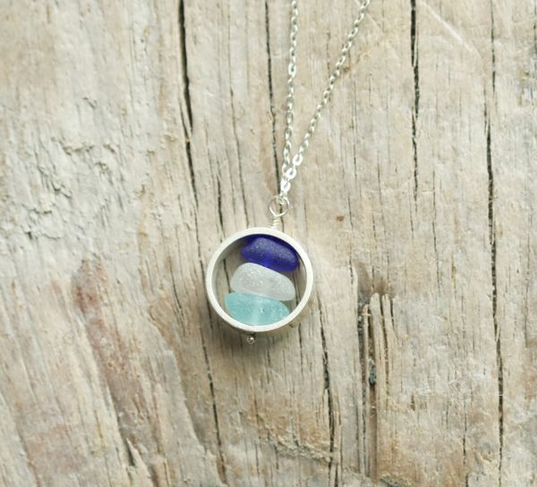 Small Sea Glass Circle Necklace