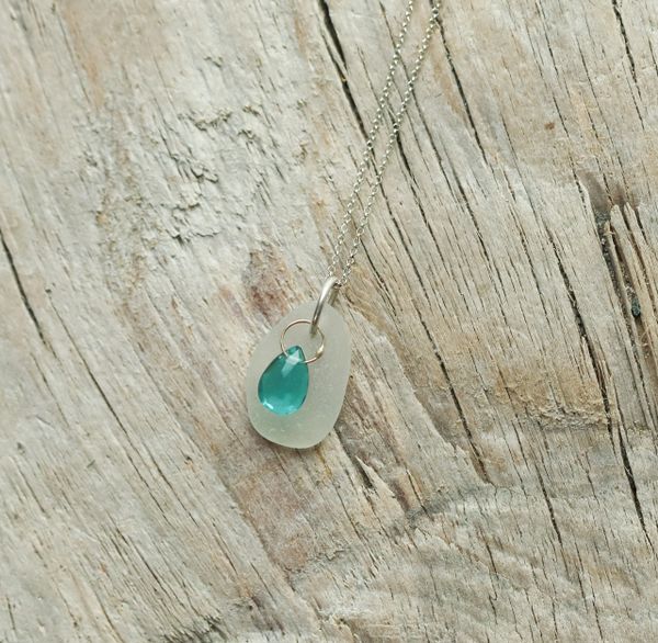 Sea Glass and Apatite Necklace
