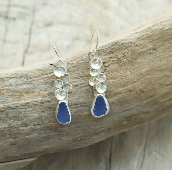 Sea Glass Barnacle Earrings