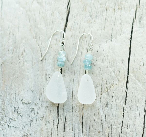 Sea Glass and Aquamarine Earrings