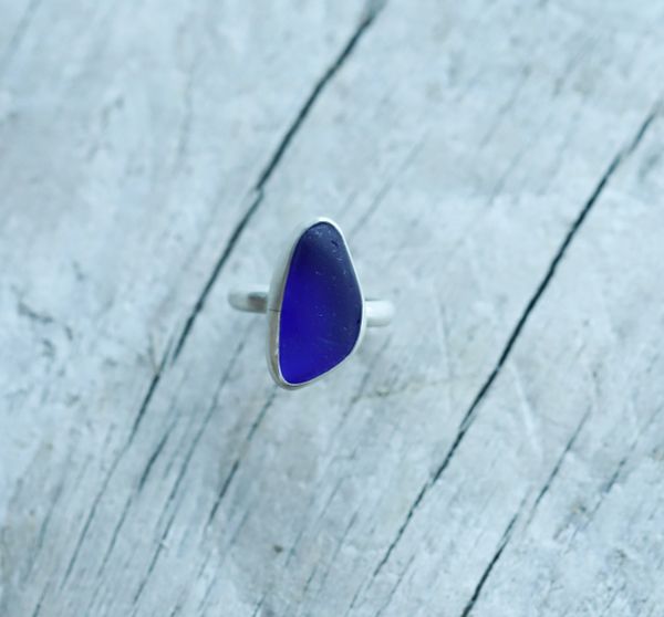 Cobalt Blue Sea Glass Ring