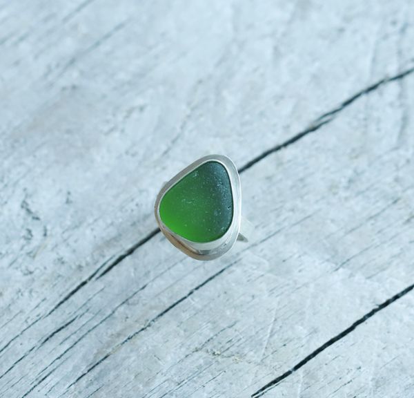 Green Sea Glass Ring