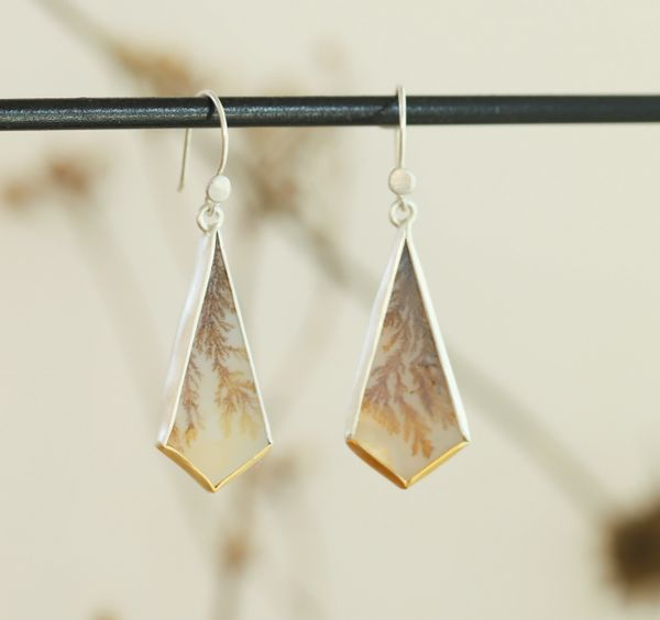 Mixed Metal Dendritic Agate Earrings