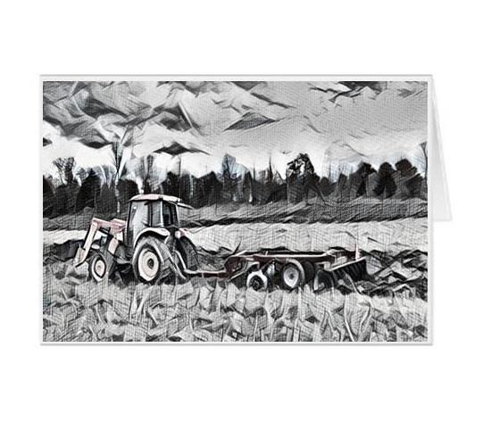 #F53| Around The Farm Greeting Cards | Tractor Spring Plow