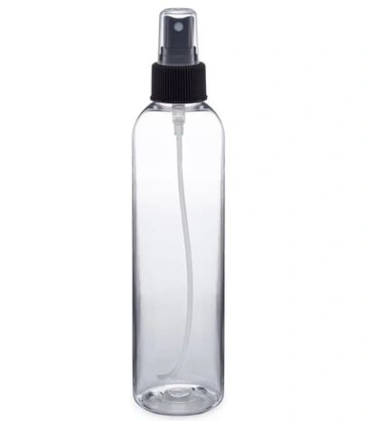 Clear Plastic PET Bullet Bottle With Black Mister - 8 Ounce