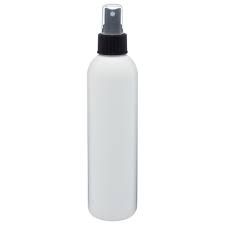 White Plastic PET Bullet Bottle With Black Mister - 8 Ounce