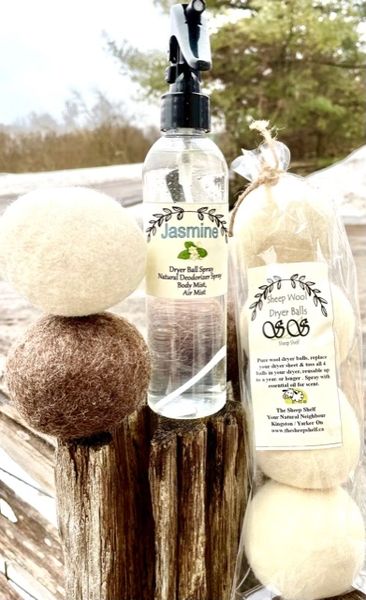 Sheep Wool Dryer Balls 4 Pack With Spray Kingston Ontario Canada - Natural Brown Dryer Balls