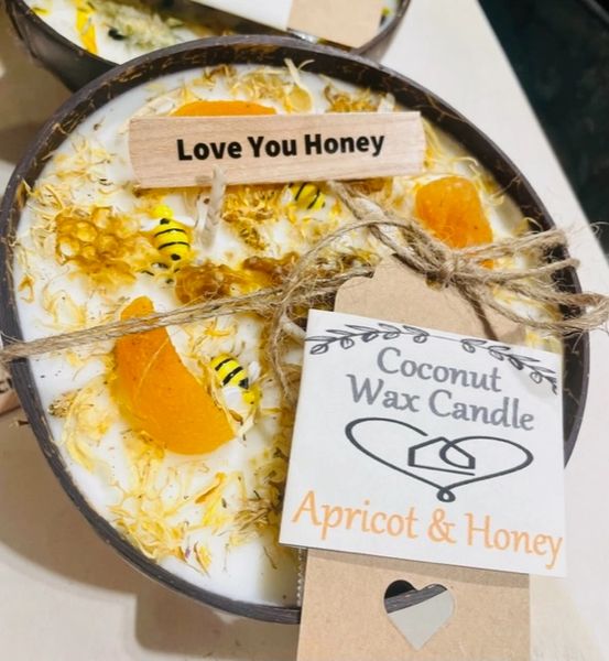 Apricot Honey Coconut Bowl Candle Made With Coconut Wax