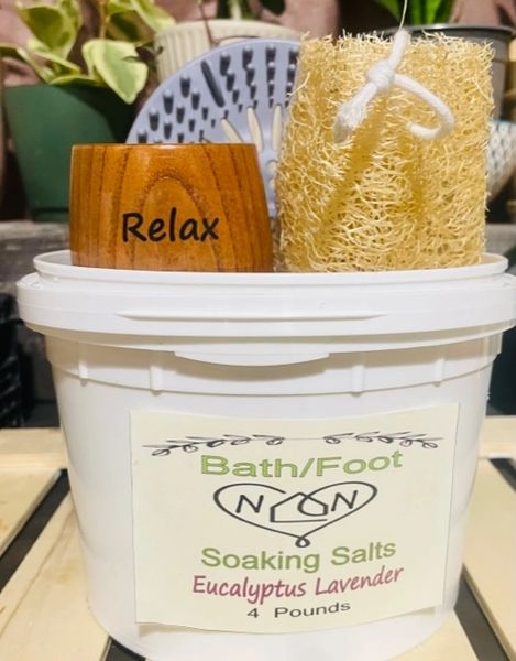 Bulk Bath or Foot Soaking Salt Bucket Gifts With Essential Oils Kingston Ontario - Personalize Your Gift