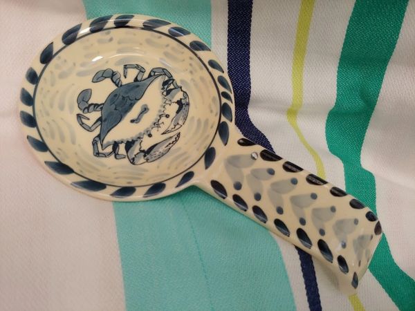 Crab Design Ceramic Spoon Rest  Blue Room Gallery and Gift Shop