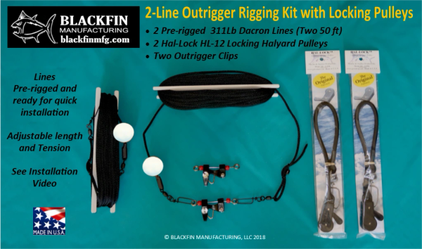 Outrigger Line Kit - Pre-rigged 2 Line Set w/ 2 HAL-LOCK™ HL-12 Locking ...