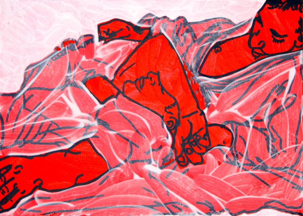 Long Red Hold, gouache & acrylic on paper, 21x31 cm,  2015