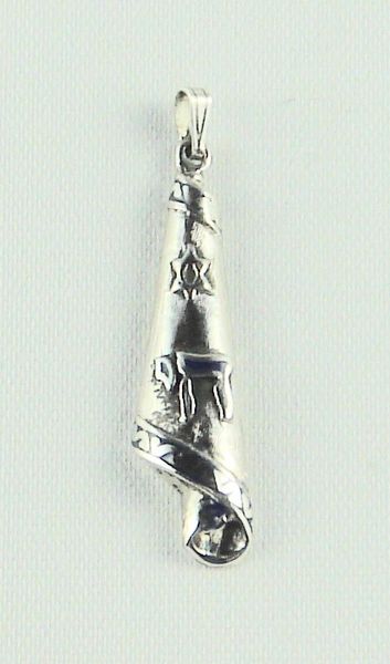 Necklace Mezuzah Scroll With Star And Chai 1-3/8" Long Sterling Silver INCLUDES 18" STERLING SILVER CHAIN
