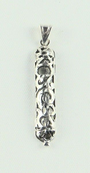 Necklace Mezuzah Very Detailed Filligre Sterling Silver 1/2" Long X 1/8" Thick INCLUDES 18" STERLING SILVER CHAIN