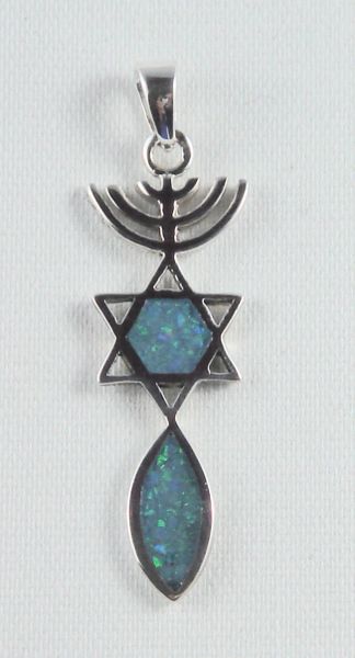 Charm Menorah Star Fish Sterling Silver With Opal 1.5" Long