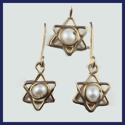 Gold Filled Set Earrings And Star Of David Necklace , Made In Israel