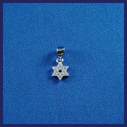 Charm Star Of David Zirconia Sterling Silver 1/2" Made In Israel