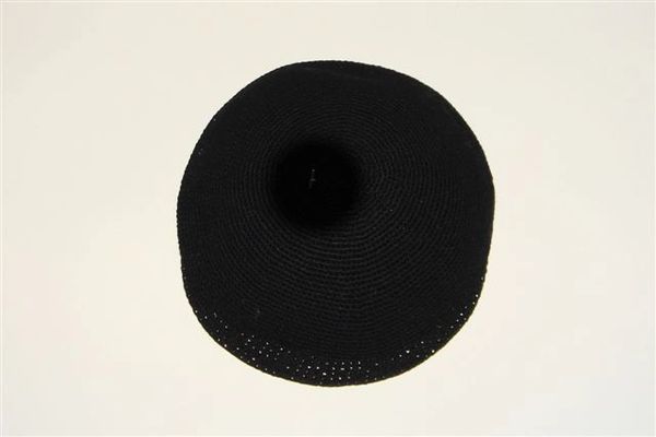 Kippah Crochet Extra Fine Black Small 6", Made In Israel