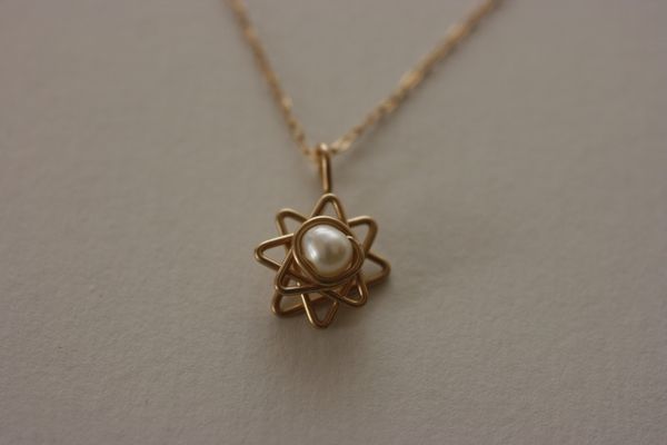 Star of David 3D Gold Filled with Pearl or Opal Stone Charm