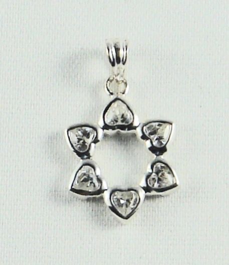 Star of David Heart CZ Charm Sterling Silver - Made in Israel