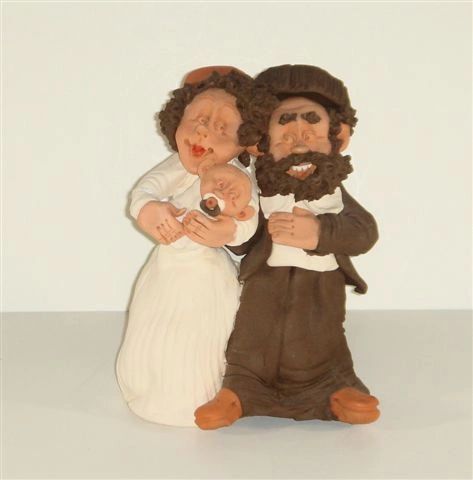 Figure Couple and Baby - Ceramic Made in Israel