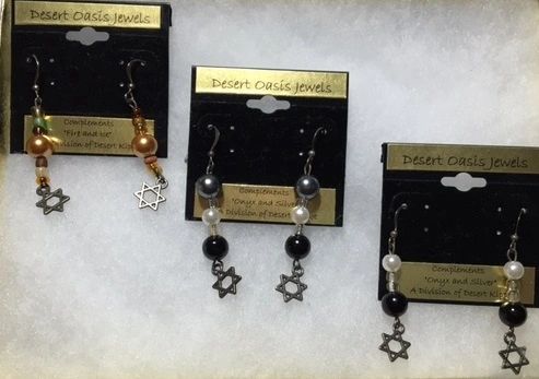 Earrings "Onyx and Silver" and "Fire and Ice" Designs - A Division of Desert Kippot