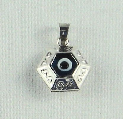 Charm Blue Eye "Hexagonal" Sterling Silver - Approx 1/2"