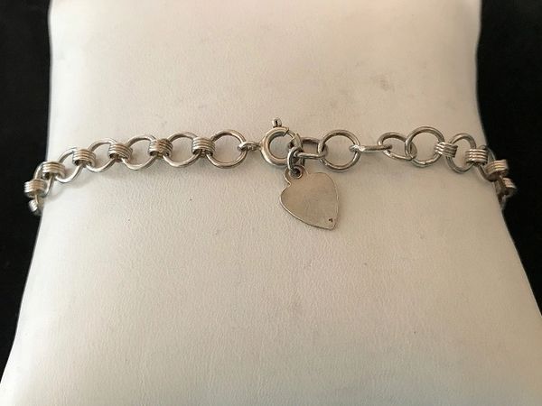 Sterling Silver Bracelet with Mini Heart Charm