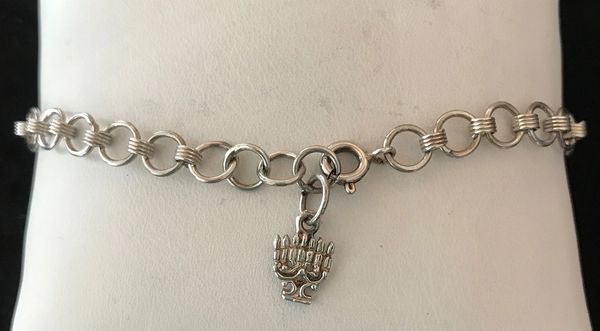 Sterling Silver Bracelet with Mini Menorah Charm