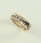 Ring 14 KT Gold Wedding Ring with Hebrew Vows "Ani L'Dodi..." Size 8.5