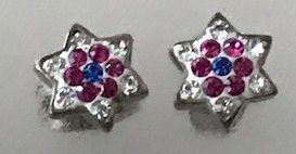 Earrings Sterling Silver Star of David Studs Colors or White Size approx 1/4"