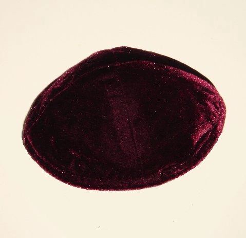 Kippah Velvet Plain Burgundy